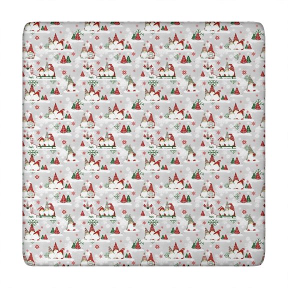 Multicolor Christmas Gnome Pattern Square Fitted Tablecloth with Elastic Edge,Square Table Cover,Washable Elastic Table Cover for Home Kitchen Party Decor 34"x34"
