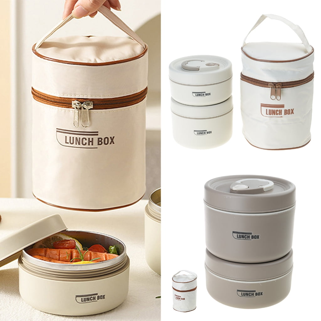 Thermal Lunch Container Set for Adults Stackable Food Box with Insulation BagAdu1tLunch Box Set with Thermal Insulation Stainless Steel and Leak proof Case