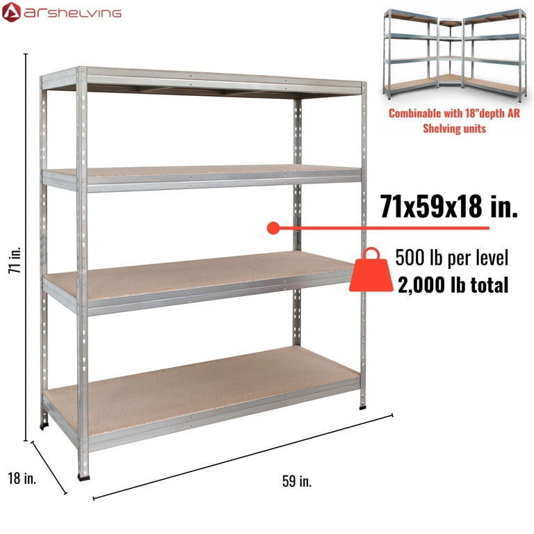 AR Shelving 4-Tier Industrial Metal Shelf, 2000 lb photo 4