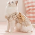 thumbnail image 6 of Striped Embroidered Pet Dress,15.74In Chest 11.81In Back Fit 5-9Lb Dogs Cats Hidden Built-In Leash Attachment Spring Daily Walking Photo Outfit with Double Layer Bow Decor, 6 of 8