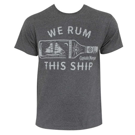 Captain Morgan We Rum This Ship Grey Tee Shirt (Captain Morgan Rum Best Price)