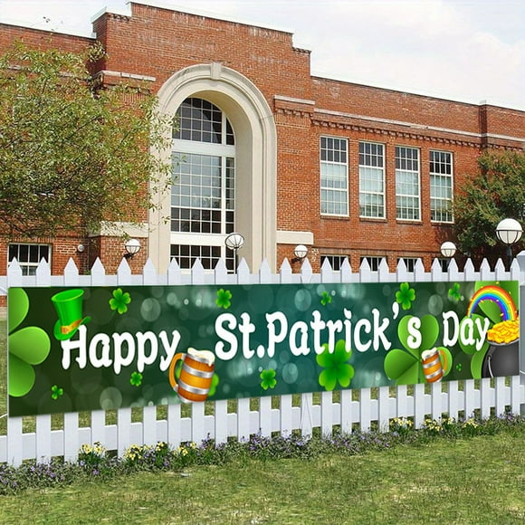 Czzoypi St Patrick's Day Banner Holiday Ambiance Decorations Patio Party Hanging Banner