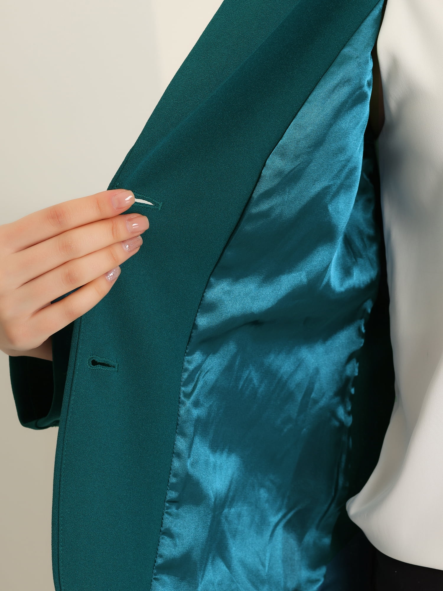 DARING DIVA Women's Office Work Lapel Collar Stretch Blazer XS Peacock Blue