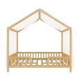 thumbnail image 5 of Noble House Full Floor Bed with Canopy and Guardrails, Wood House Bed Frame for Kids, Natural, 5 of 11