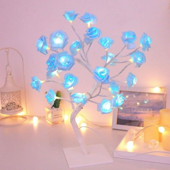 EONQY LED Desk Lamps, Tabletop Bonsai Tree Lights USB Powered Light Up Rose Tree Lamp for Party Home Wedding Christmas Decor