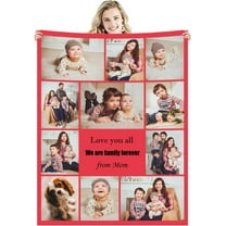 Personalised Customized Photo Fleece Blanket Throw Custom with Picture Text Birthday Wedding Gift for Adult Baby Boy Girl Men Women Mum Dad Family Friend (Large 39''×59''(100x150cm),12 Photos)