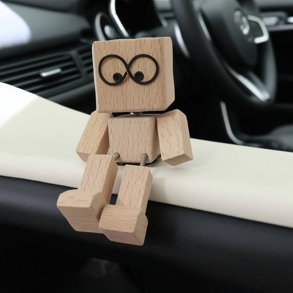 Amzcrzy Decorative Craft Ornament Decorating Square Shaking Wooden Figurine Car Mounted Desktop Ornament Good Item Cute Decoration Gift Decorate Ornaments Home Decor Room Decor Dorm Decor