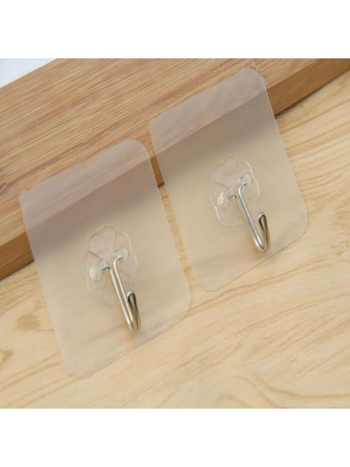 1/2/4/6 Pack Wall Hooks 22lb(Max) Transparent Reusable Seamless Hooks, Waterproof and Oilproof, Bathroom Kitchen Heavy Duty Self Adhesive Hooks - image 3 of 6