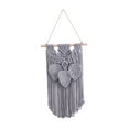 thumbnail image 1 of Tapiz de pared de macramé con borlas y hojas, tapiz tejido, decoración de pared bohemia para Gris, 1 of 9