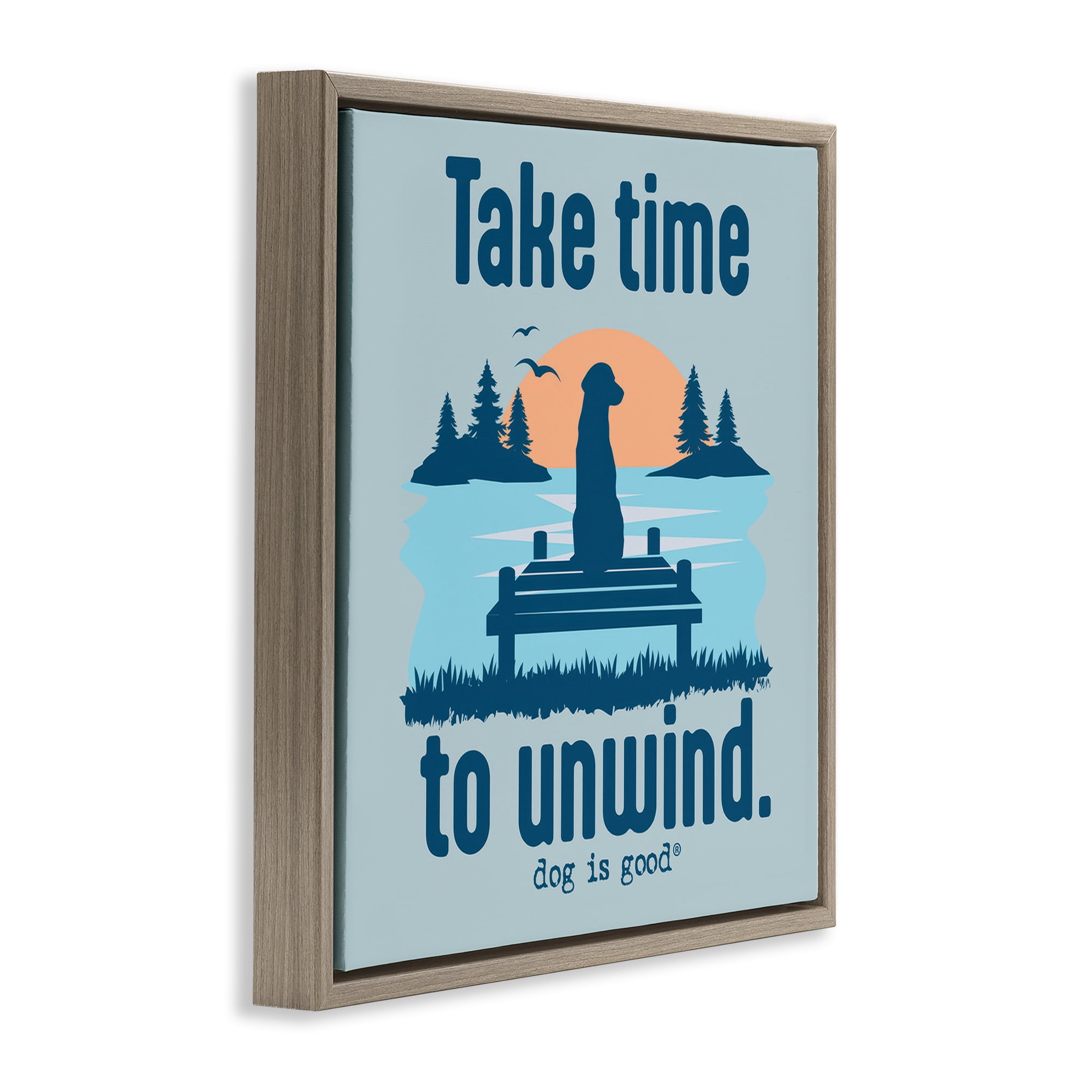 Stupell Industries Take Time to Unwind Animals Painting Brown Floater Framed Canvas Art Print Wall Art, 25 x 25