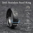 thumbnail image 5 of King Will 316L Stainless Steel Wedding Band for Men Women - 6mm Black Plated Brushed Finish Inlay Mountains Pattern for Everyday Wear Comfort Fit Size 8, 5 of 7