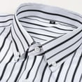 thumbnail image 3 of Mens Casual Striped Dress Shirts Stylish Long Sleeve Slim Fit Button Down Classic Shirt, White1, Size L, 3 of 7