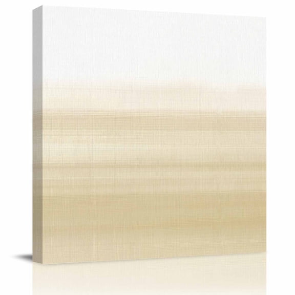 Framed Canvas Wall Art for Living Room Beige White Wall Decor, Ombre Abstract Aesthetic Paintings for Bedroom Office Kitchen Bathroom, Ready to Hang Artwork Wall Pictures 8x8 Inch