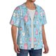thumbnail image 2 of Balery Funny Cute Teeth Camisa Casual de Manga Corta con Botones para Hombre, Texturizada, Estilo Cubano, para Playa, Verano-4X-Large, 2 of 5