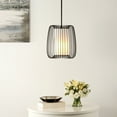thumbnail image 2 of SAFAVIEH Yumi LED Oil Rubbed Bronze Iron Pendant Light with 100% White Cotton Shade, 2 of 8
