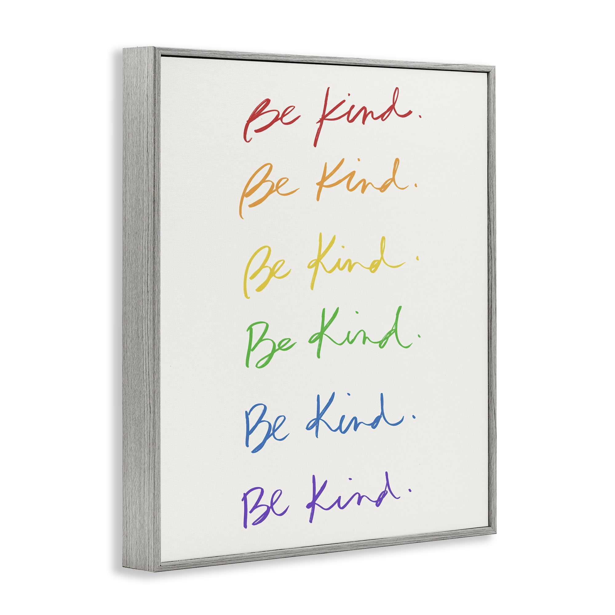 Stupell Industries Rainbow Be Kind Typography Painting Gray Framed Art Print Wall Art, 11 x 14