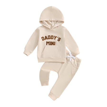 

Boy Track Suit Letter Embroidery Long Sleeve Hoodie and Sweatpants