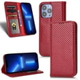 thumbnail image 1 of Luxury PU Leather Wallet For iPhone 14 Pro, Folio Premium Leather Phone Case with Kickstand Card Holder Magnetic Flip Shockproof Protective Cover for iPhone 14 Pro Max 6.7 inch, Winered, 1 of 7