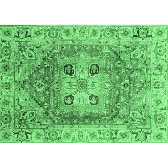 Ahgly Company Indoor Rectangle Abstract Emerald Green Modern Area Rugs, 7' x 10'