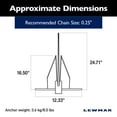thumbnail image 2 of Lewmar PGX Galvanized Fluke Anchor Kit 8 lbs., for Boats up to 24', Includes Anchor, 5' of 1/4" G4 Chain, 125' of 1/2" 3-Strand rode - 2020222277, 2 of 8