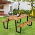 thumbnail image 2 of Pemberly Row Patented Picnic Table with 2 Benches 70'' Dining Table Yellow, 2 of 9