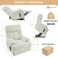 thumbnail image 6 of Recliner Chair for Elderly, Heavy Duty 350lbs Classic Plush Velvet Sofa Chair, Ergonomic Lounge Single Sofa with 3 Positions Lift, Plush Arms and Remote Control, Storage Pockets, Beige, 6 of 7