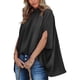 thumbnail image 1 of Camiseta Holgada de Media Manga con Cuello Alto Pamolo Color Negro para Mujer de Verano, 1 of 6