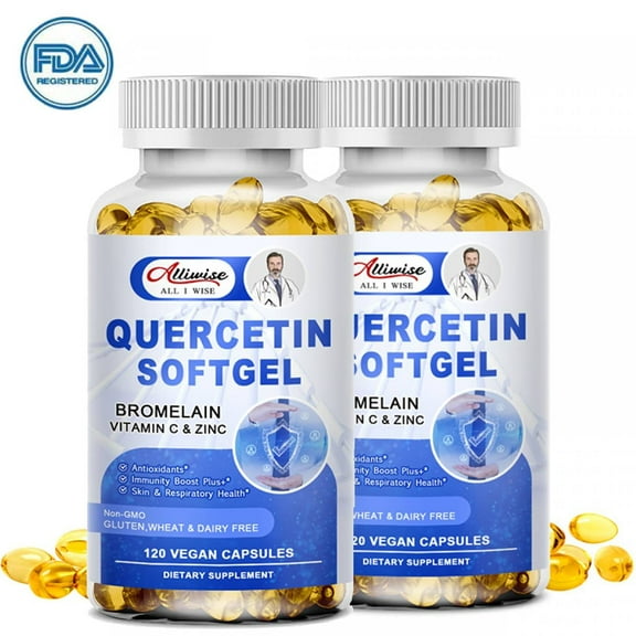 (2 Pack)Alliwise Quercetin Softgel Supplement,Support Antioxidant Immune & Heart Health,120 Capsules