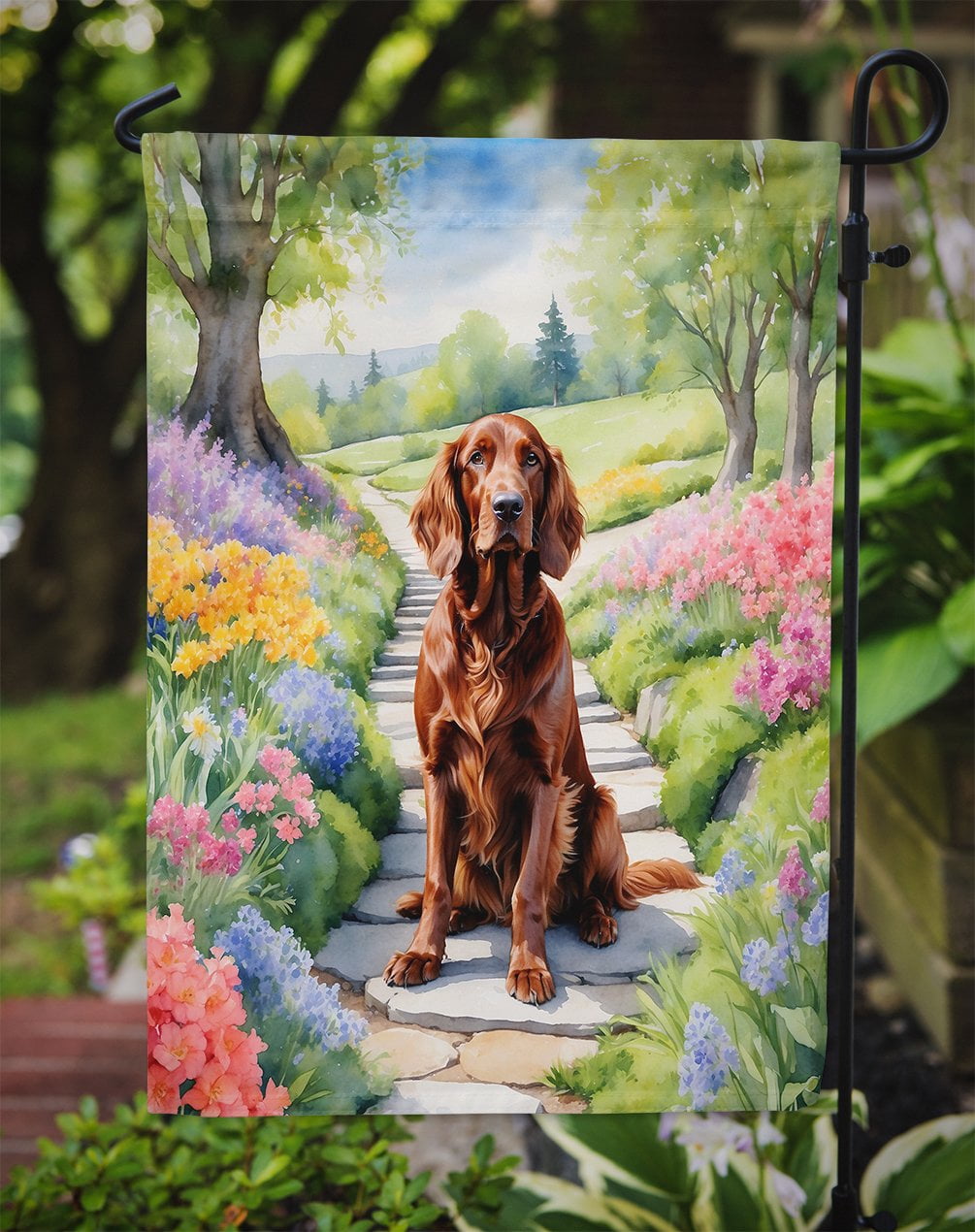 Irish Setter Spring Path Garden Flag 11.25 in x 15.5 in
