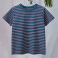 thumbnail image 2 of EnJoCho Toddler Boys Girls Striped Tee Basic Crewneck 𝖡lock Color Short Sleeve Athletic Tops Cotton Baby Casual Comfortable Preschool Daycare Outfit, 2 of 6