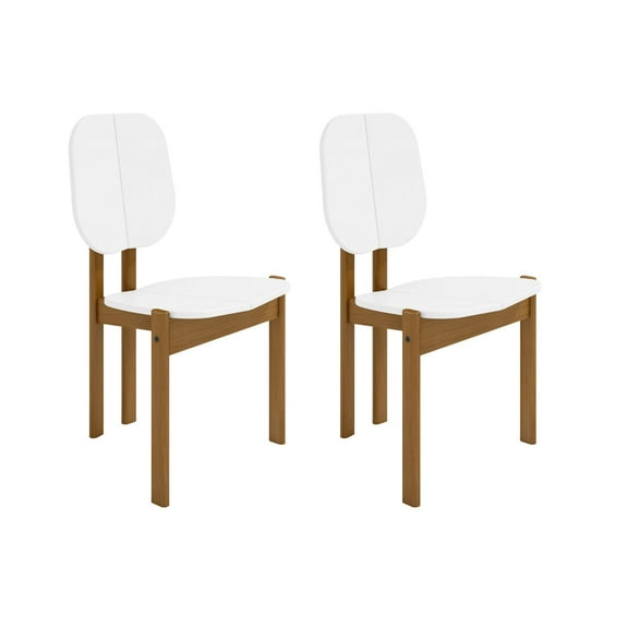 Manhattan Comfort Gales Dining Chair with Solid Wood Legs in White - Set of 2