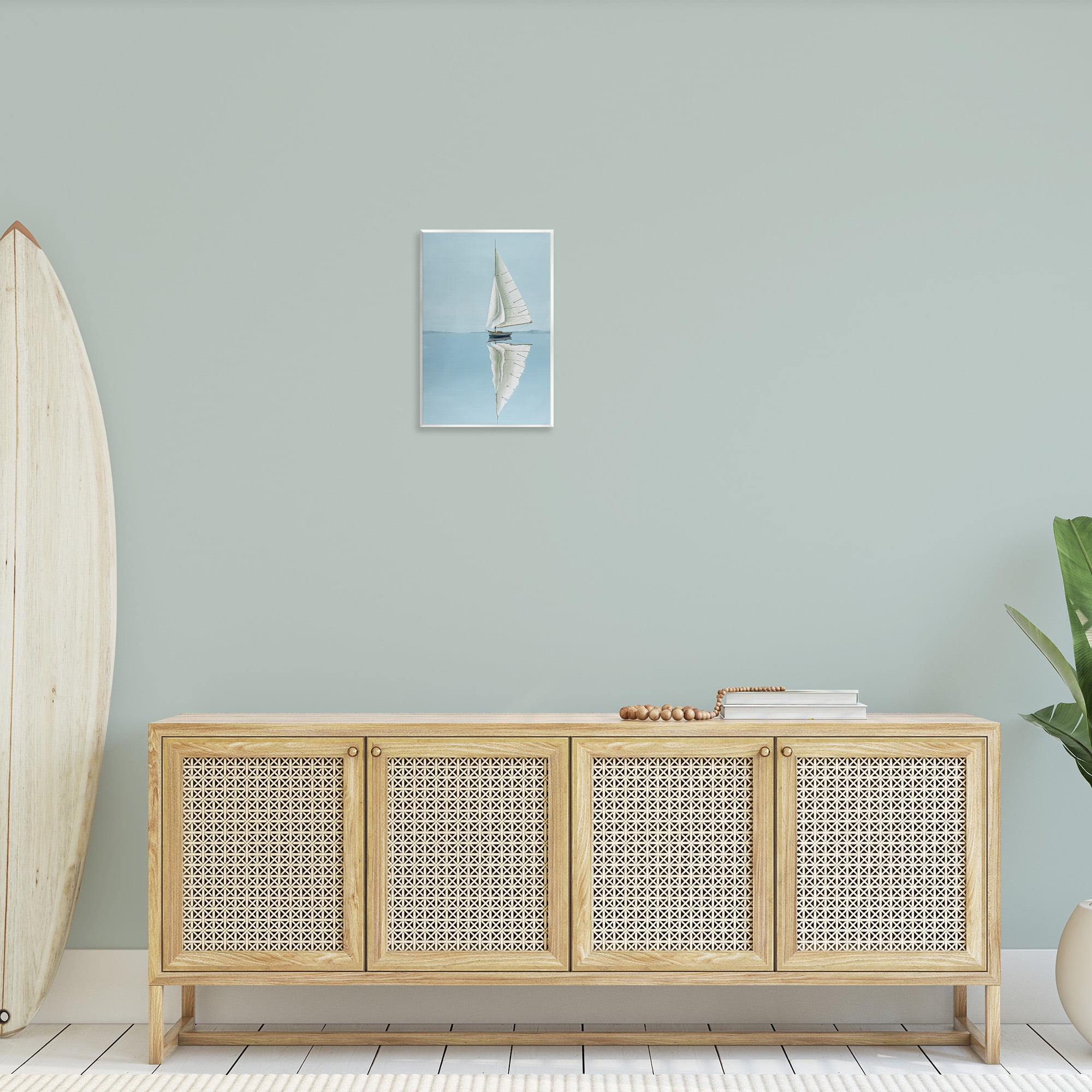 Stupell Industries Minimal Watercraft Reflection Transportation Painting Unframed Art Print Wall Art, 13 x 19