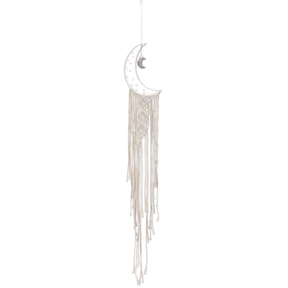 Uxcell Macrame Dream Catchers, White Handmade Moon Design Woven Cotton Dream Catcher Wall Hanging