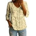 thumbnail image 2 of Zysthvn Tunic Casual Summer Tops for Women 3/4 Sleeve Floral Women Shirt Breathable V-Neck Loose Fit, 2 of 5