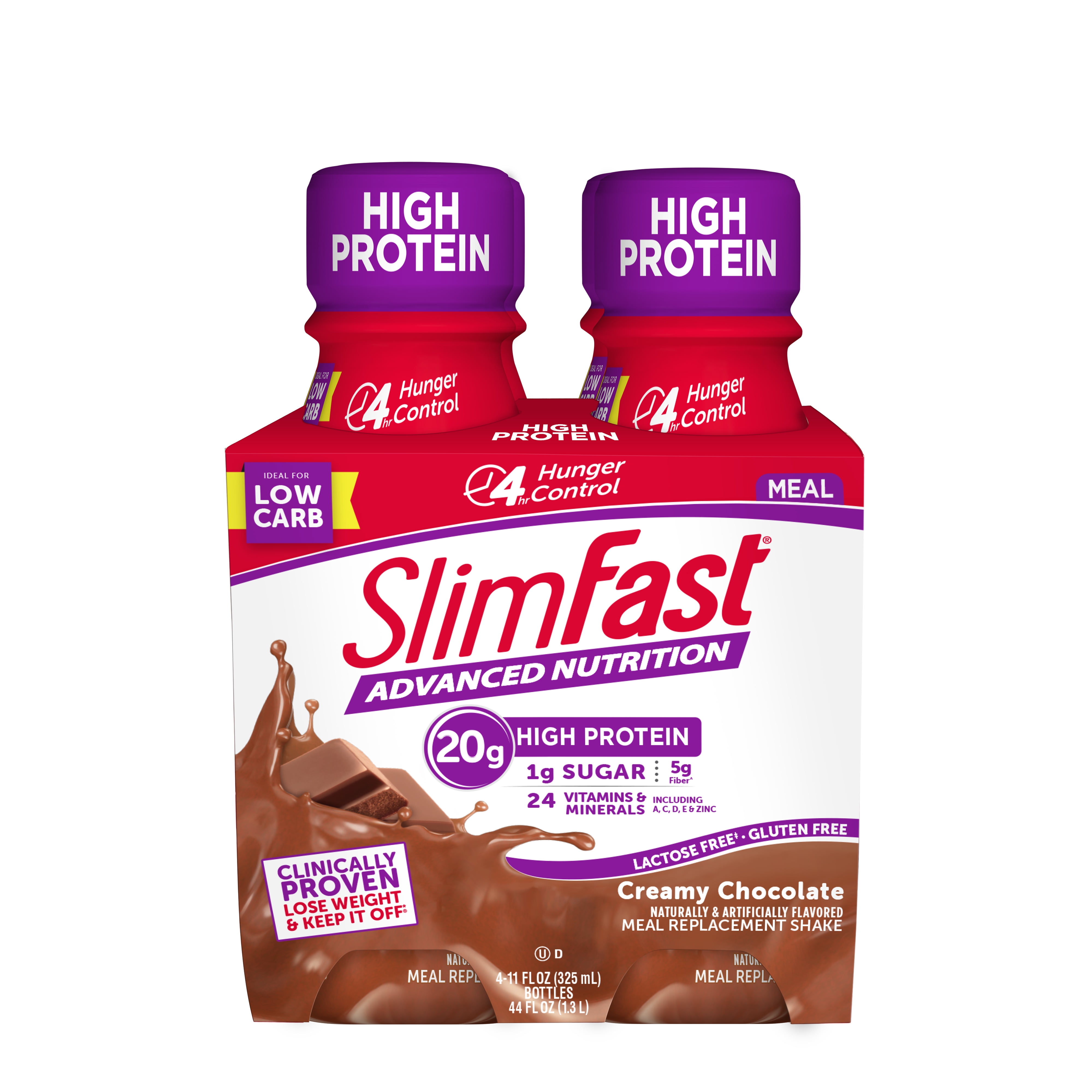SlimFast Advanced Nutrition Creamy Chocolate Meal Replacement Shake, 4 Ct, 11 fl oz