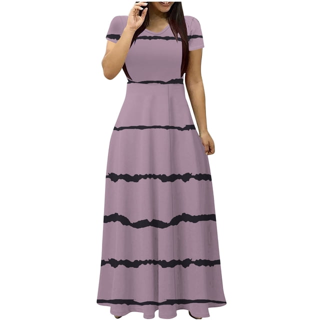 Birdeem Robe Courte à Manches Courtes Col en V Cheville Aguichant Imprimée Mode Femme Robe Longue Ajustée