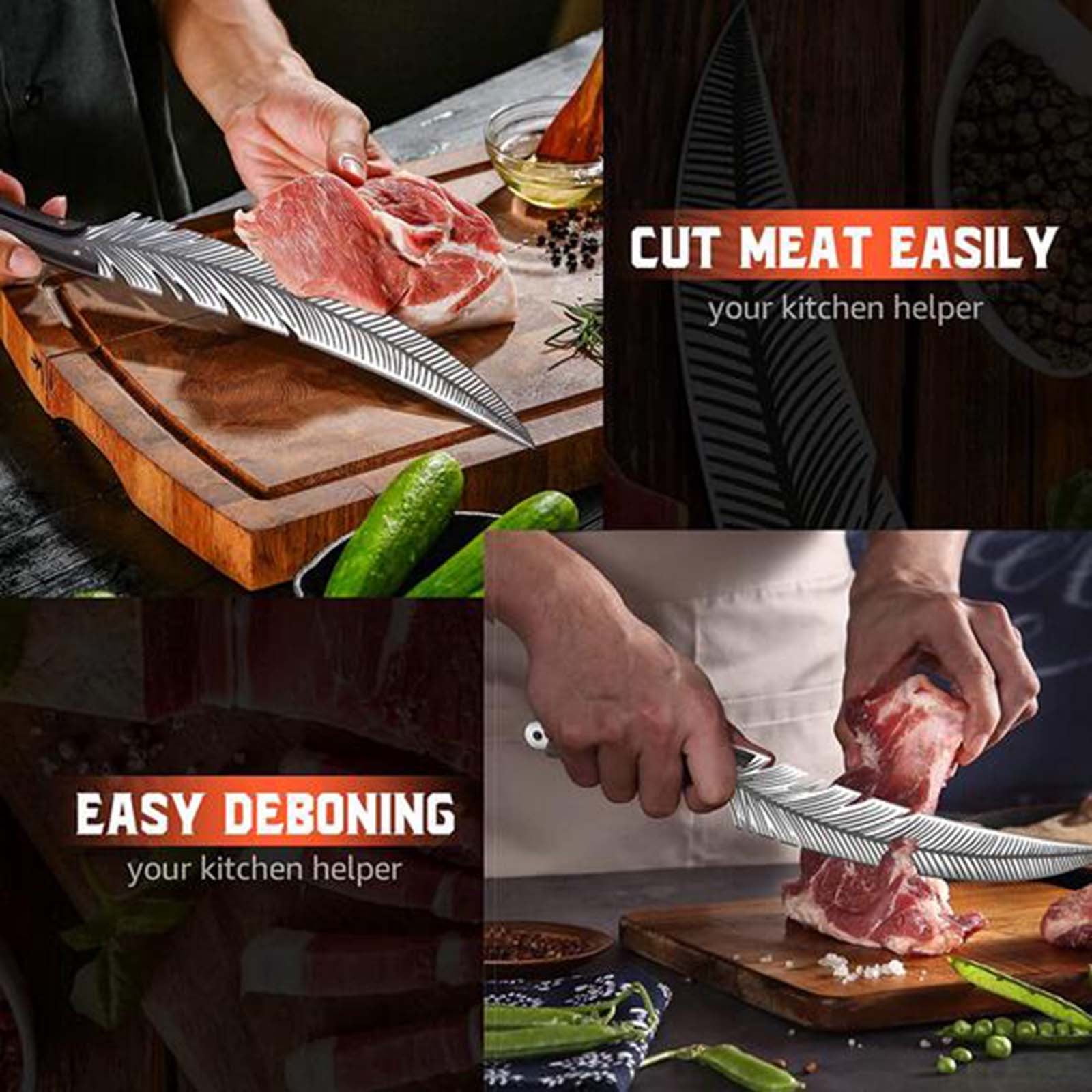 Feather Knife Hand Forged Knife High Carbon Steel Butcher Knife Boning Knife For Meat Cutting Japanese Chef Knives Cooking Knife With Sheath For Kitchen, Usupdd 2025 Feather Knife Hand Forged