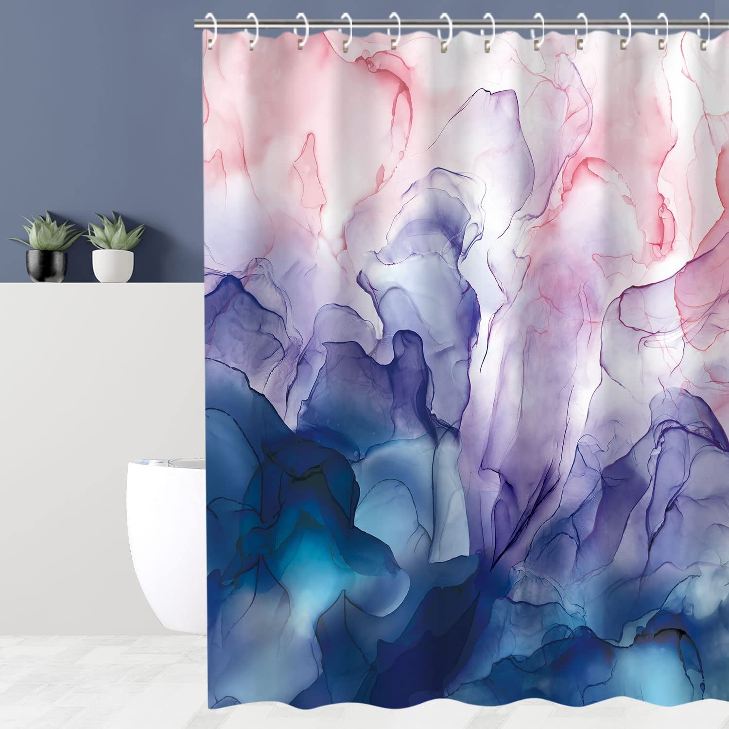 Marble Shower Curtain, Abstract Shower Curtains, Blue Ombre Shower ...