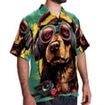 thumbnail image 2 of Retro Dog Men's Short Sleeve Beach Shirts Hawaiian Button Down Casual Summer Printed Unisex Top, 2 of 6