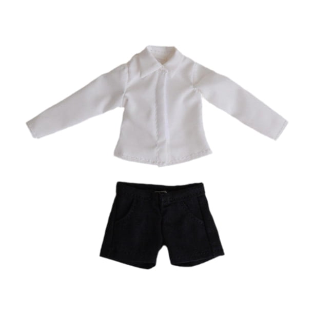 Conjunto de camisa y pantalones cortos para muñeca en miniatura a escala 1:12, decoración, regalos, cosplay, cuerpo de muñeca, accesorios resistentes Camisa blanca