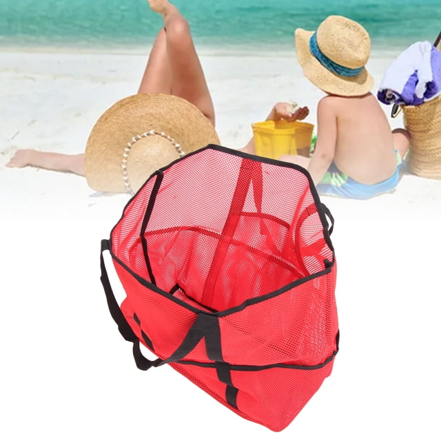 Bolso De Hombro De Malla Para Playa Con 8 Bolsillos Bolso De Malla Impermeable De Gran Capacidad Bolsa De Piscina De Malla Portátil Para Vacaciones Natación Viaje Familiar A La