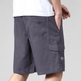 thumbnail image 5 of Lovzfmll Multi-Pocket Straight Leg Elastic Waist Shorts for Men, Outdoor Home Sports Athletic Bermuda Shorts Purple, 5XL, 5 of 7