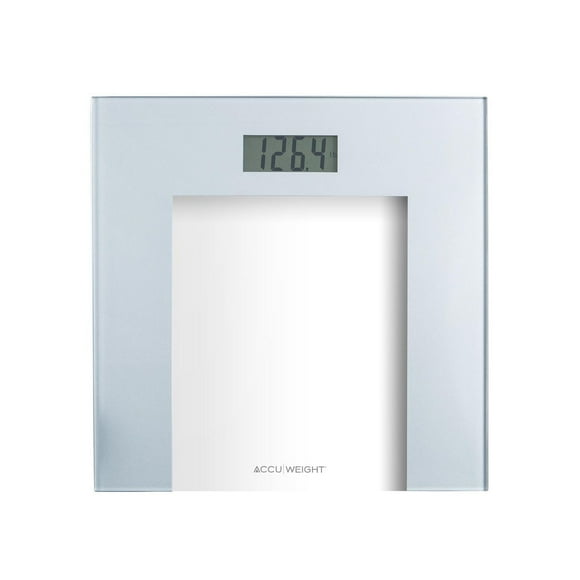 Pèse-personne numérique de 400 lb en verre trempé, Accuweight Couleur en argent métallique