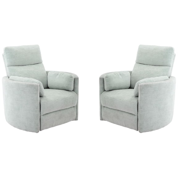 Pemberly Row Modern Turquoise Fabric Power Swivel Glider Recliner (Two Pack)