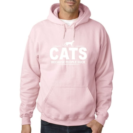 People Adult Sweatshirt - New Way 1129 - Adult Hoodie Cats Because People Suck Funny Humor Sweatshirt Large Light Pink