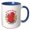 Blue/White, variant on 3drose, Too Hot to Handle Funny Text and an Image of a Red Kitchen Glove, 11oz Two-tone Red Mug