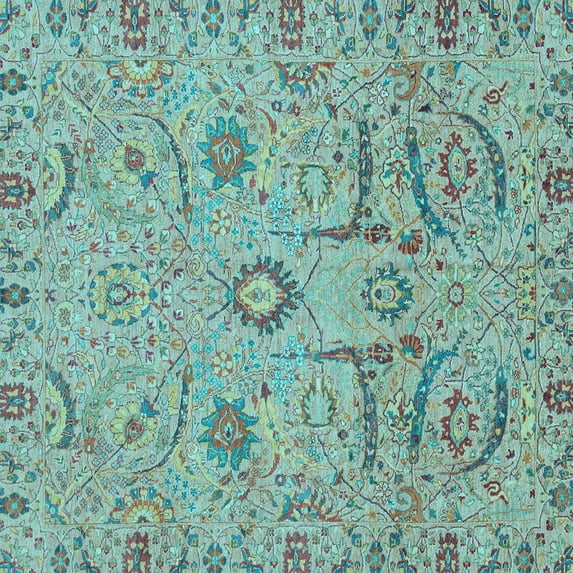 Ahgly Company Indoor Square Abstract Light Blue Modern Area Rugs, 3' Square