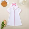 thumbnail image 2 of CZHQWE Girls Cover Up Girls Pool Cover Ups Girls Boys Terry Cloth Swim Cover Up Zip Up Hooded Bathing Suit Coverup Wraps Kids Pool Beach Robe Cover-Up 5-6 Years White, 2 of 6