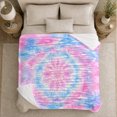 thumbnail image 4 of Pink Blue Pastel Tie Dye Bursts, Dreamy Retro Style for Tie Dye Fans, Soft Spiral Color Pattern and Birthday Gift, Cozy Flannel Blanket for Bedroom and Dorm, Home Decor, 4 of 7