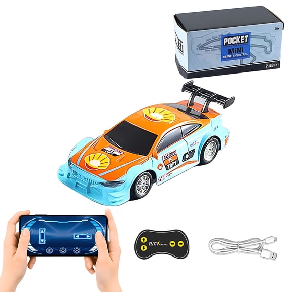 1:43 Scale Alloy RC Racing Car, High Speed Mini Remote Control Car with Mobile App Control, 2.4G Dual Mode Car Model with LED Lights